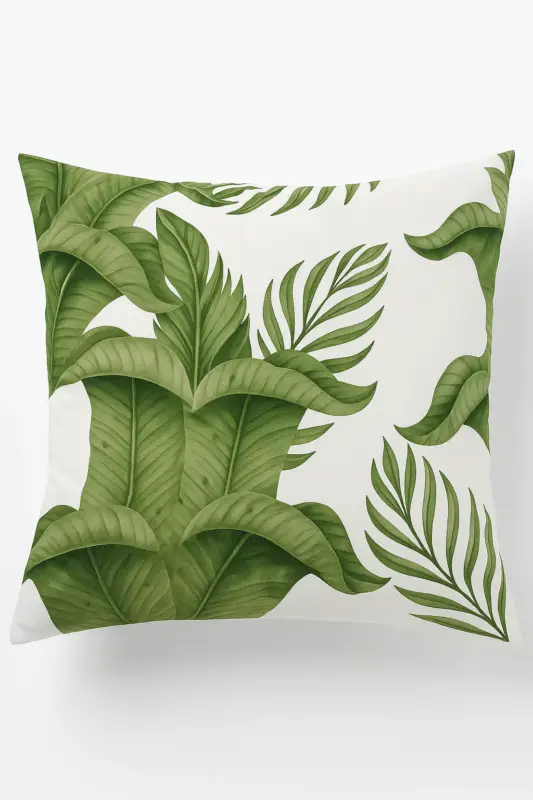 Decorative cushion cover with green leaf pattern Paiement Sécurisé