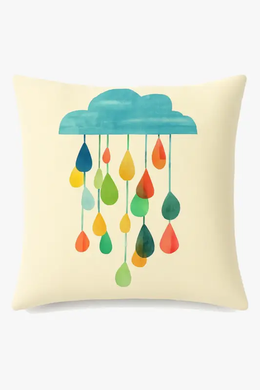 Geometric cushion cover with colourful wildflowers Jusqu'à Épuisement Des Stocks