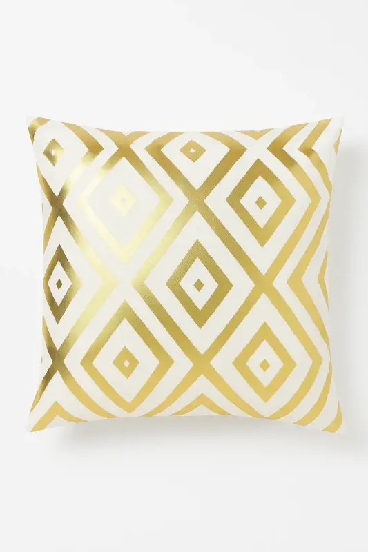 Modern cushion cover with geometric green leaf pattern Bon Marché