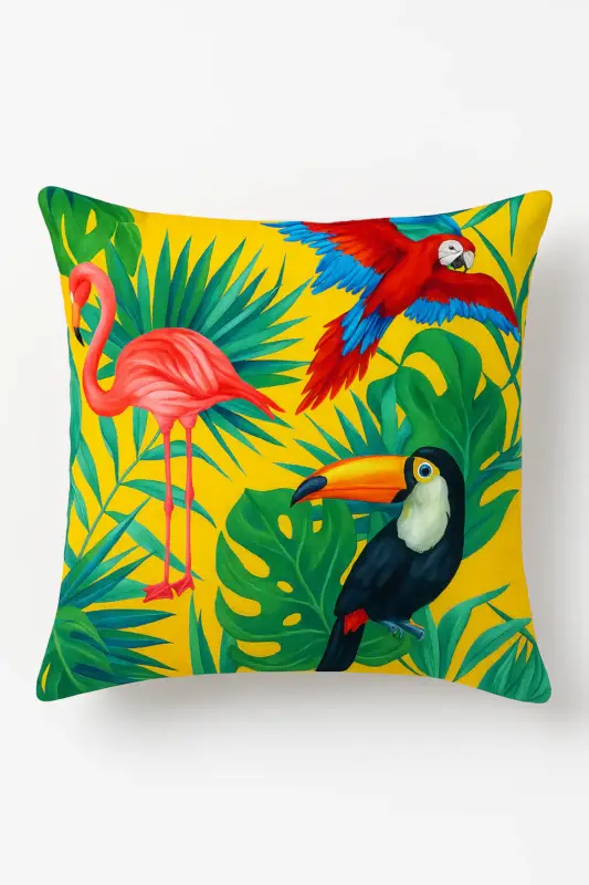 Cushion cover with cactus, monstera and tropical plant design Expédié Aujourd'hui