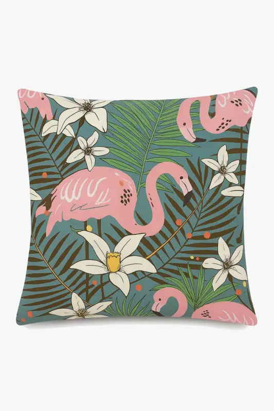 Réduction Elegant decorative square cushion cover with flamingo pattern