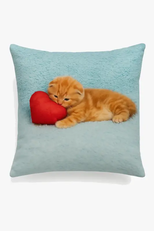 Decorative cushion cover with cute cat motif Commande En Gros