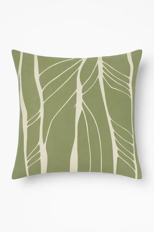 Green abstract floral cushion cover single-sided print Bon Plan