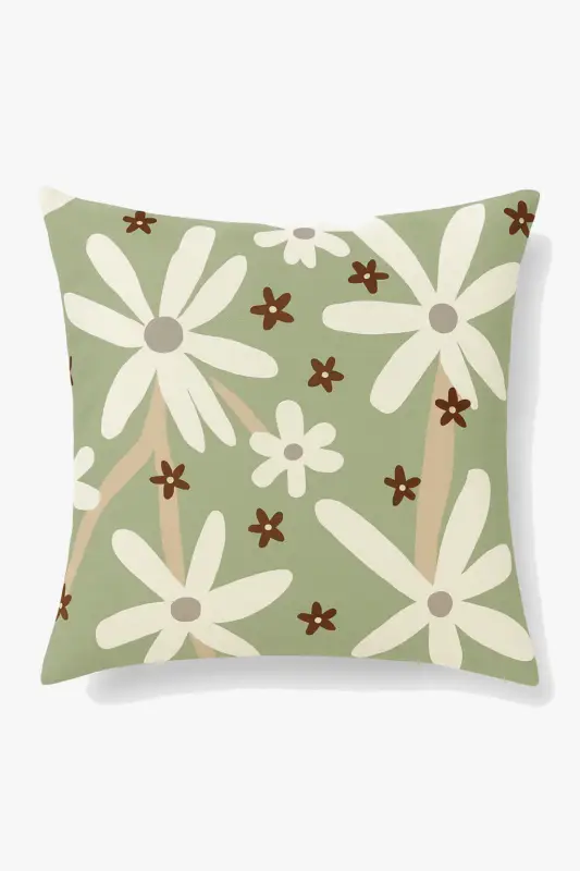 Super Prix Green floral abstract cushion cover, single-sided print
