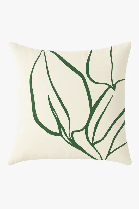 Green abstract floral decorative cushion cover, single-sided print Quantité Limitée