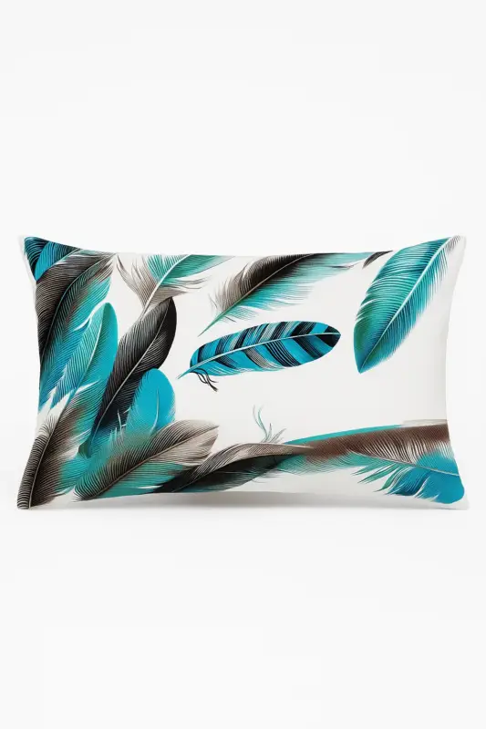 Decorative feather print cushion 30 x 50 cm for living room or bedroom Prix Choc