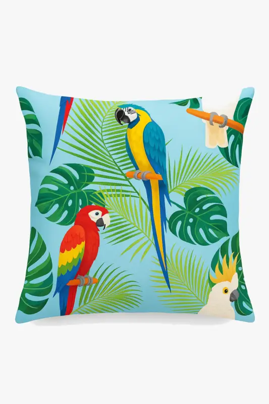 Satisfait Ou Remboursé Tropical parrot motif cushion cover for a colourful style