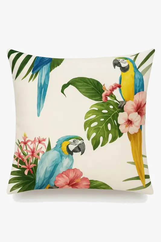 Tropical cushion cover with colourful parrot design for living room Seulement Aujourd'hui