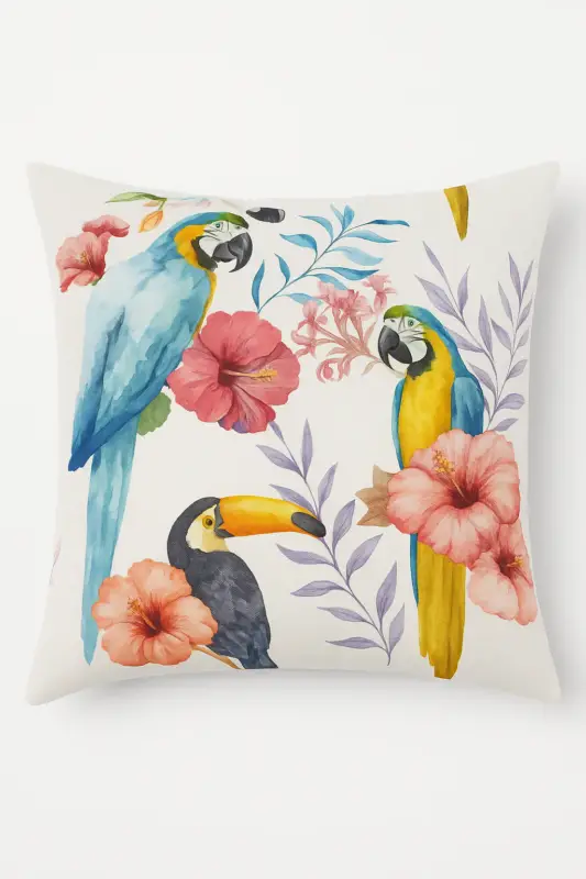 Tropical parrot print cushion cover for sofa Achetez Aujourd'hui
