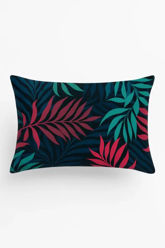 Rectangular cushion cover with green tropical leaf pattern 30 x 50 cm Vente Directe