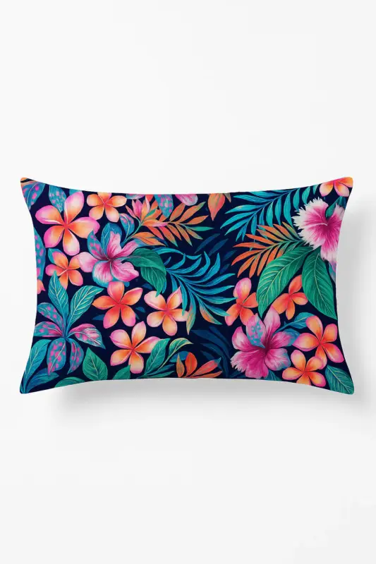 Decorative cushion cover with rainbow and red pink flower design Remise