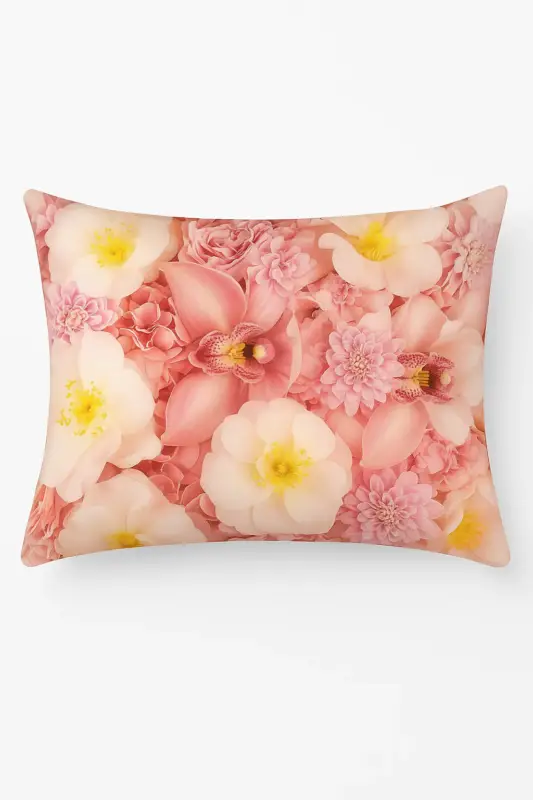 Rainbow cushion cover with red and pink flowers Must-Have