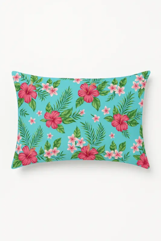 Achat Immédiat Decorative cushion cover with rainbow, red and pink flowers