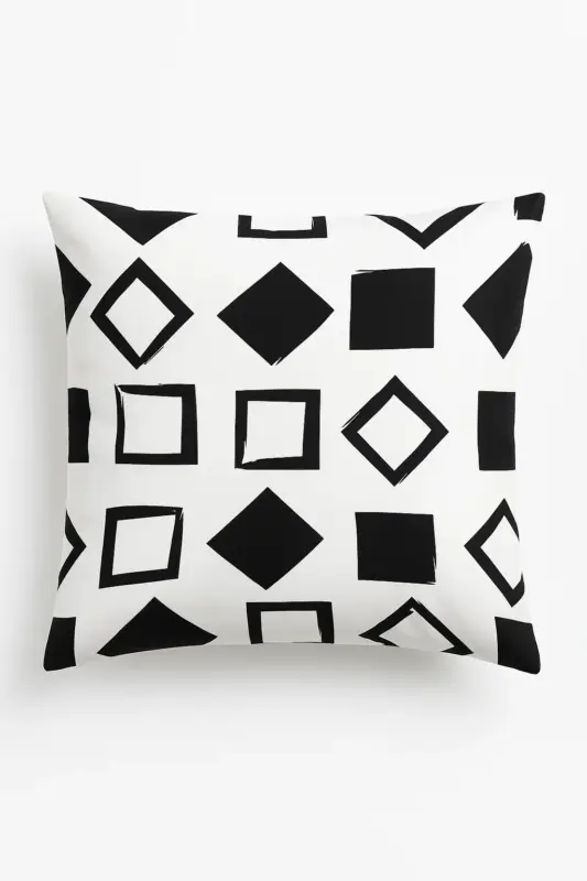 Modern black and white geometric cushion cover Petit Prix
