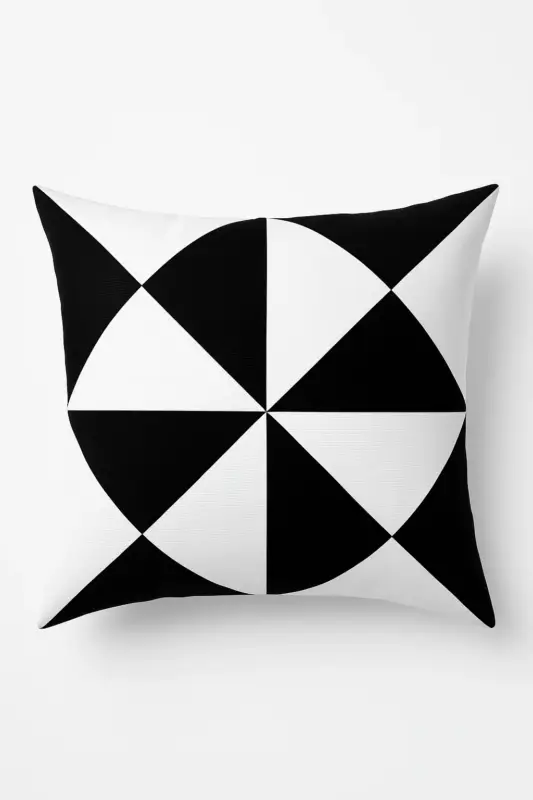 Decorative black and white wavy geometric cushion cover Offre Spéciale
