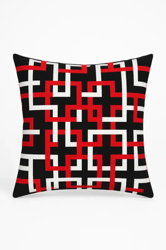 Retour Gratuit Red and black geometric cushion cover for sofa