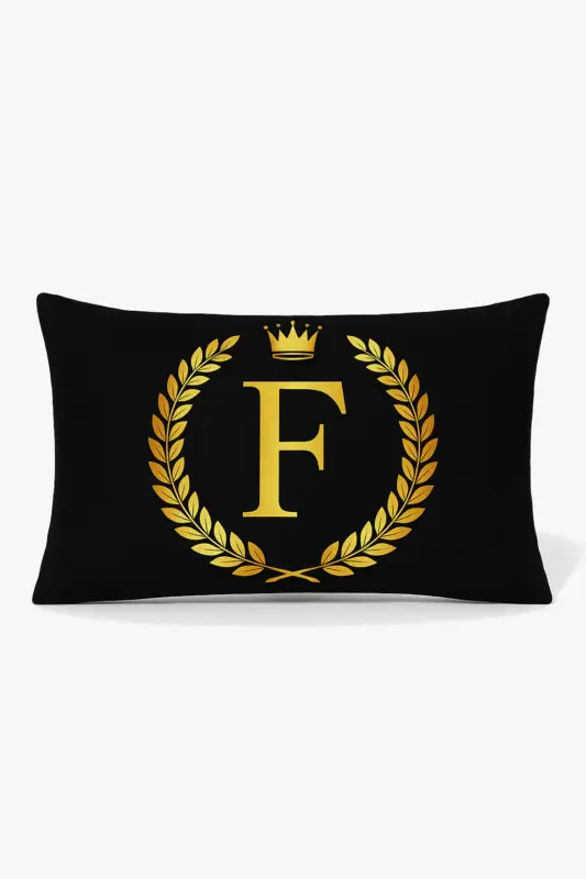 Dernière Chance Housse de coussin décorative motif lettres noires dorées