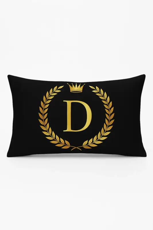 Decorative cushion cover with black and gold letter pattern Produit De Marque