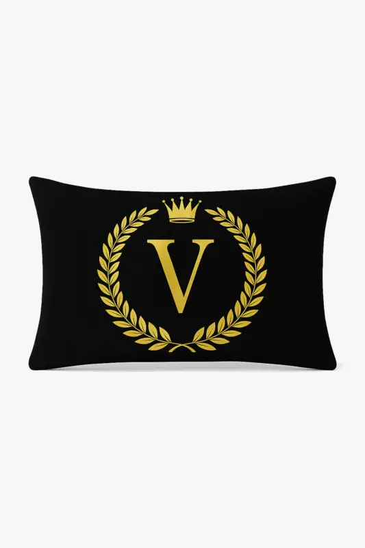 Decorative cushion cover with black and gold letter pattern Seulement Aujourd'hui