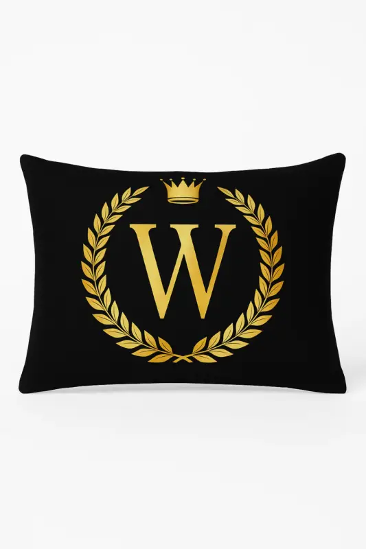 Quantité Limitée Decorative cushion cover black and gold letter pattern