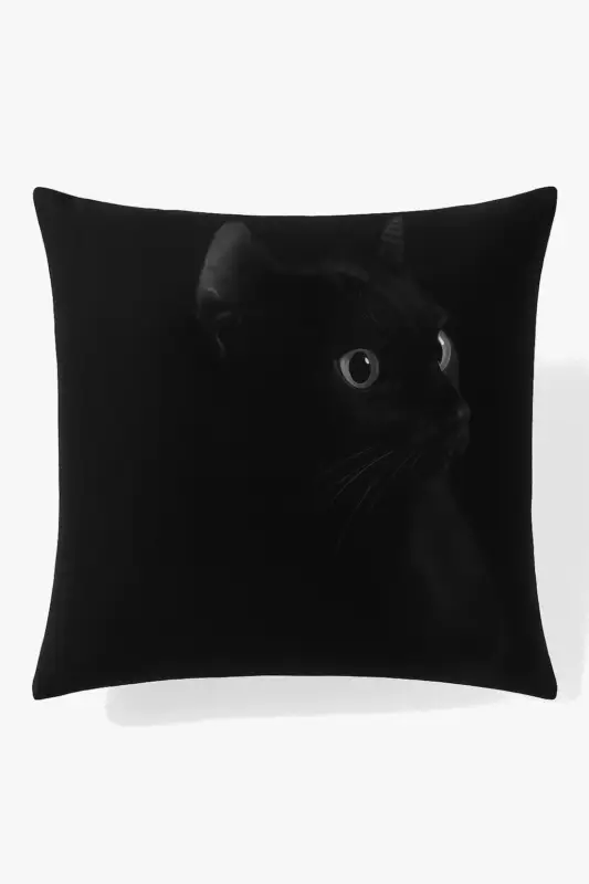 Decorative square cushion cover with black cat print Expédié Aujourd'hui
