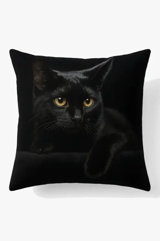 Soldes Decorative square cushion cover with black cat print