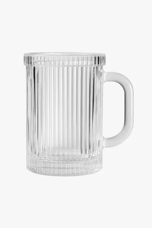 Commande En Gros Nordic ribbed glass mug with lid and handle