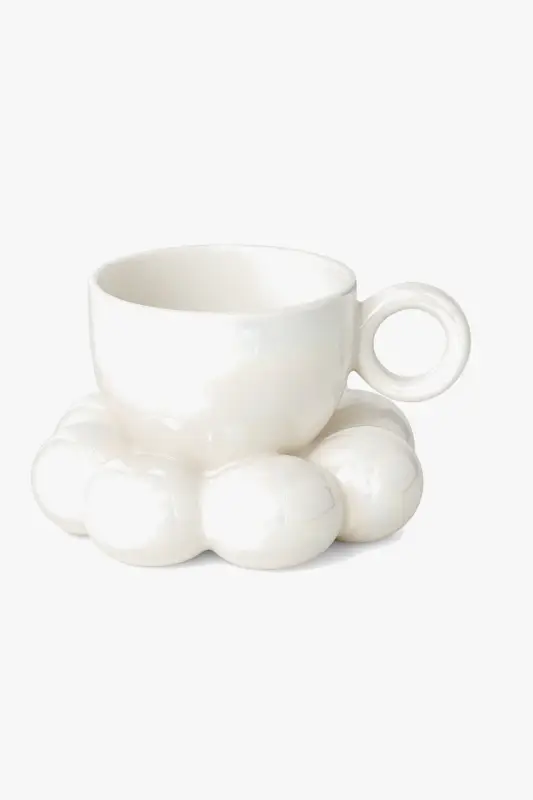 Usine Directe Ceramic cloud mug and flower saucer set, cute style