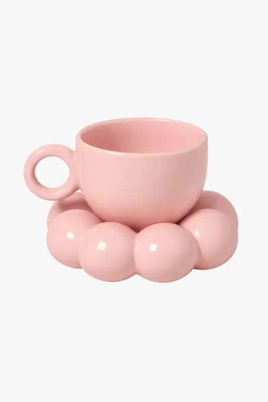 Ceramic cloud cup and decorative flower saucer set Produit De Marque