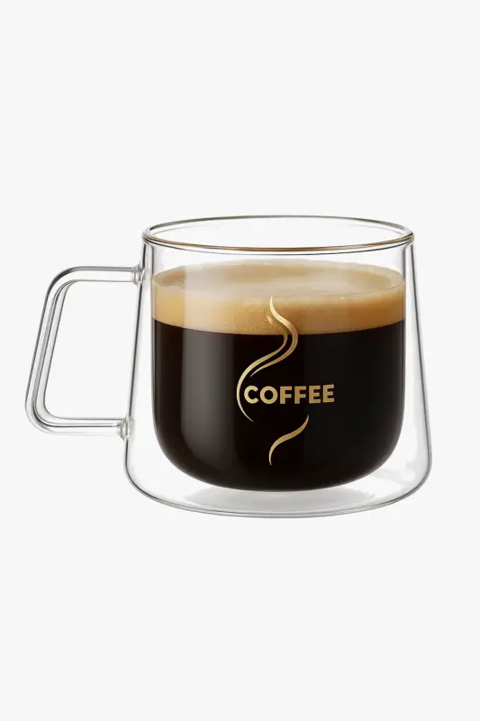 200 ml double wall glass mug with handle Dernière Chance