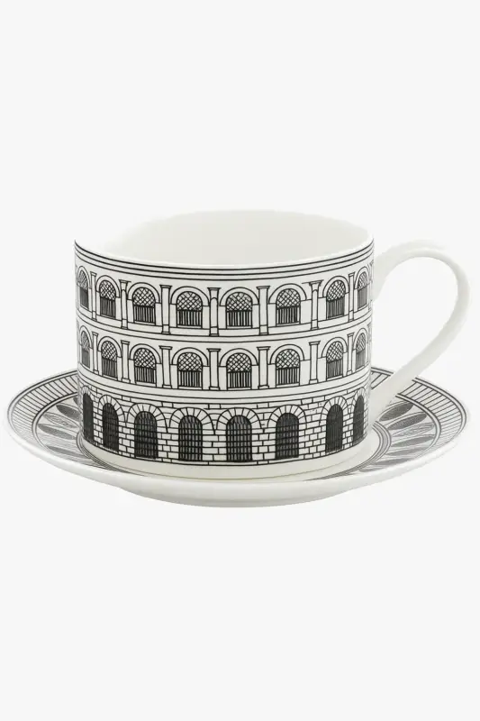 Vintage italian ceramic tea set with cup and tray Nouvelle Collection
