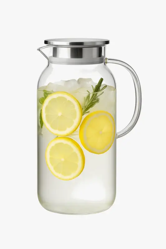 Achat Immédiat Borosilicate glass water carafe 2.5 l with stainless steel lid