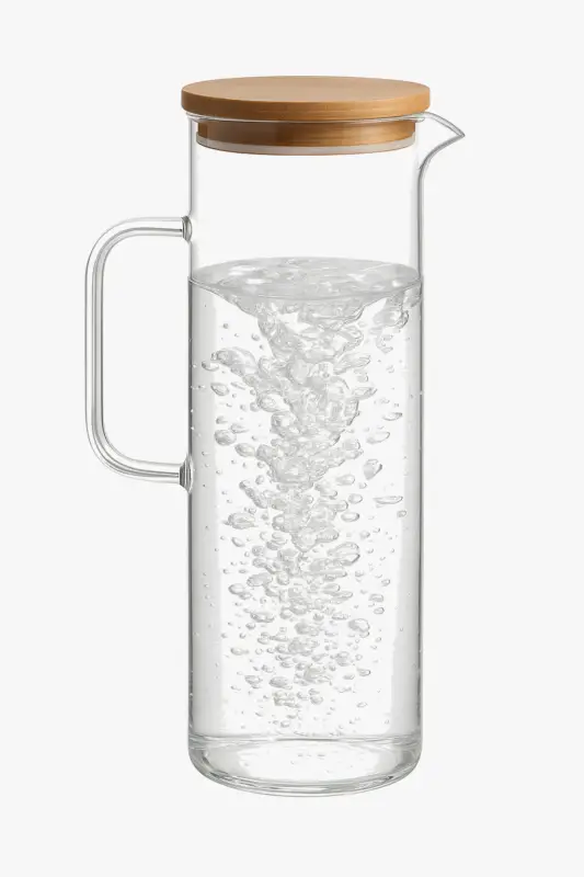 Quantité Limitée Glass water jug with bamboo lid and handle 1.7l
