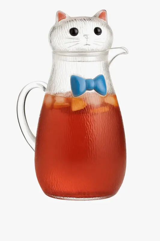 Heat-resistant glass carafe with playful cat design Expédié Aujourd'hui