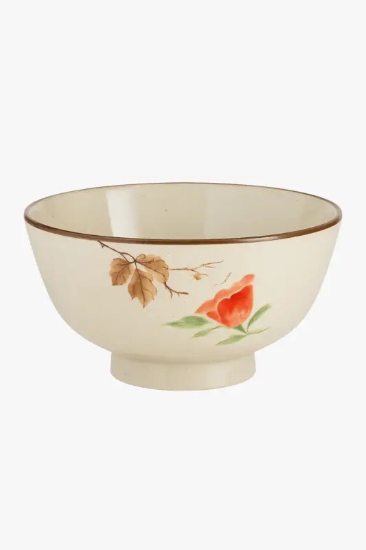 Bon Marché Retro asian-style ceramic bowl with floral pattern for soup and rice