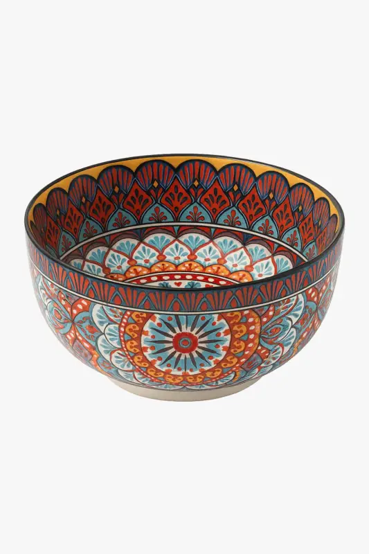 Commander Vite Vintage ceramic bowl with hand-painted ethnic pattern, versatile use