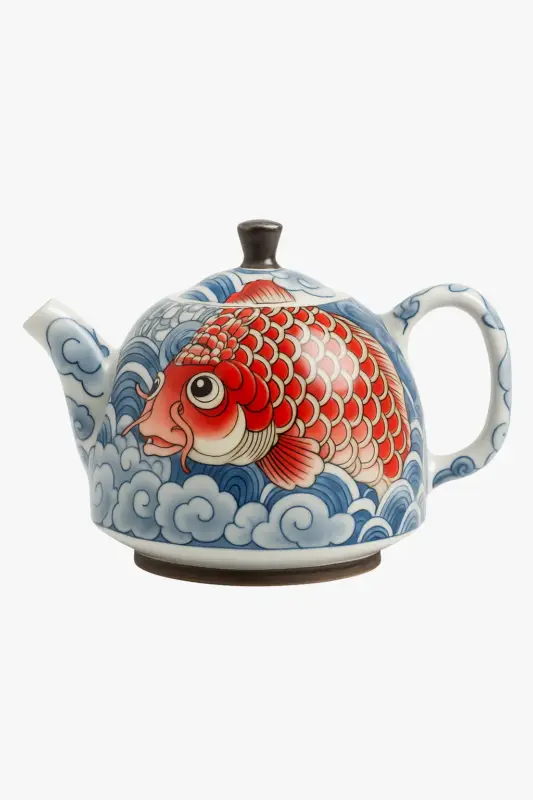 Chinese porcelain teapot with traditional design and infuser Bon Marché