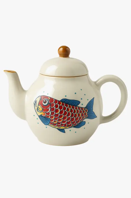 Offre Exclusive Kung fu ceramic teapot with arowana motif retro style
