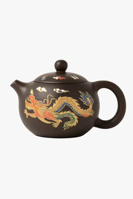 Théière argile yixing dragons phoenix style gongfu artisanal Seulement Aujourd'hui
