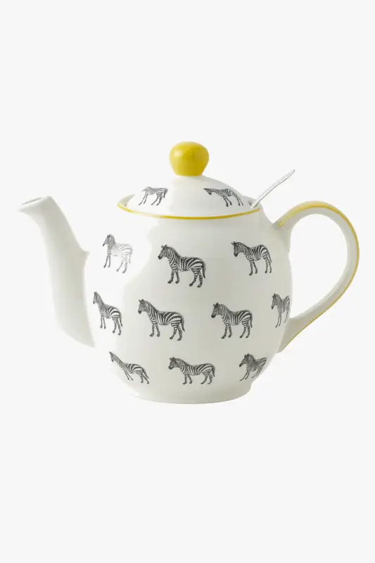 Dernier Modèle Ceramic teapot with zebra motif and stainless steel infuser
