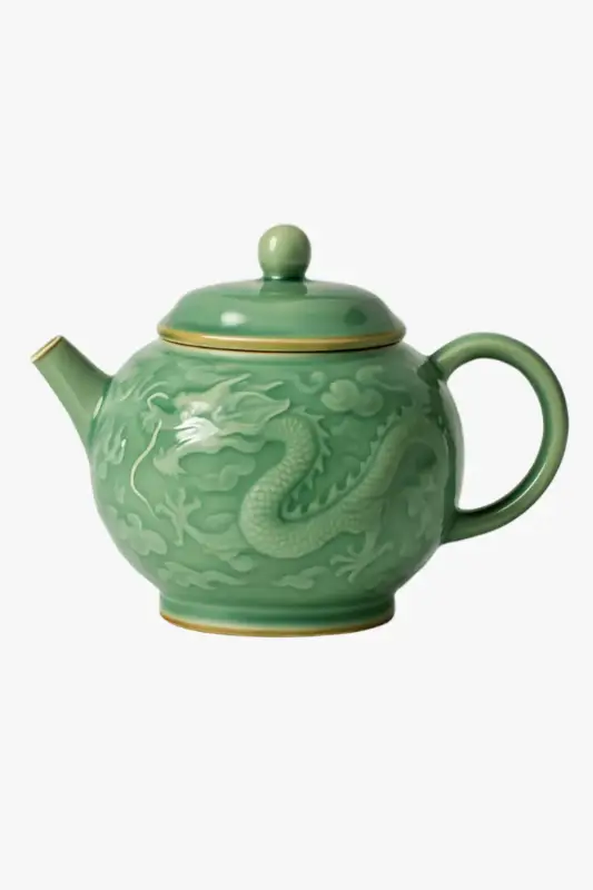 Haute Qualité Ceramic teapot dragon and phoenix relief with filter kung fu