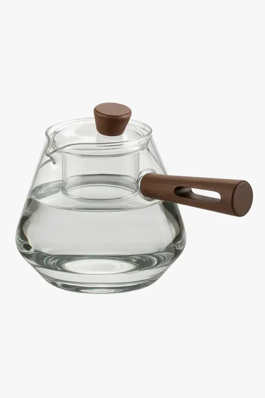 Borosilicate glass teapot with wooden handle, heat resistant Prix Réduit
