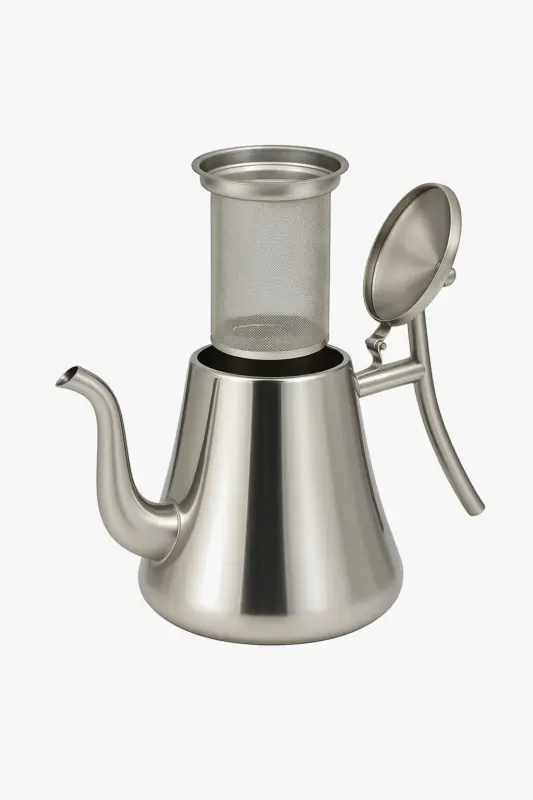 Polished stainless steel teapot with infuser filter Prix Bas