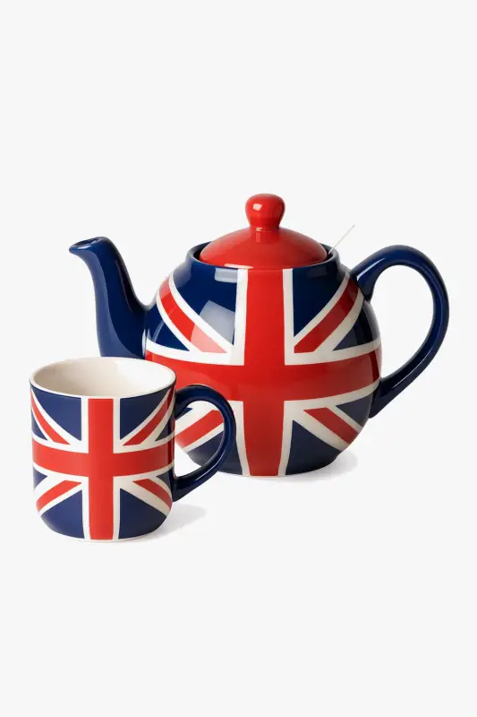 Hand-painted flag motif ceramic teapot with stainless steel infuser Bon Plan