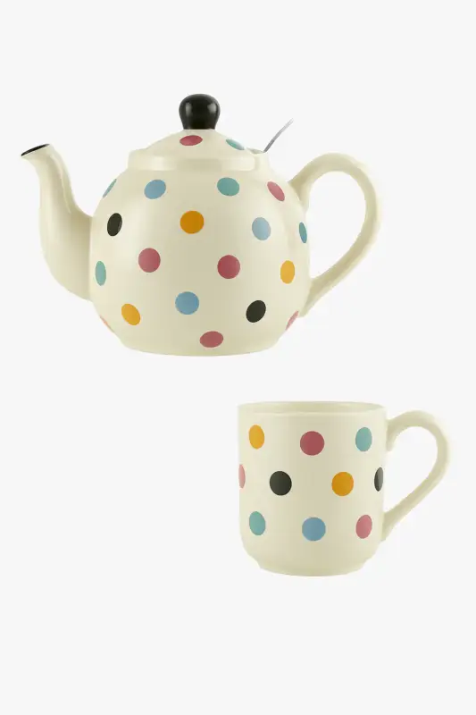 British style ceramic polka dot teapot for tea Marque