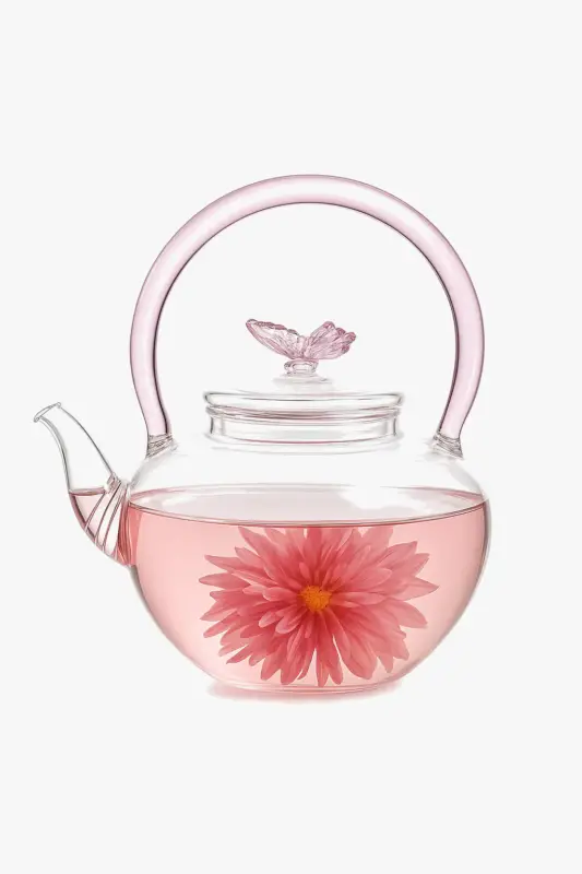 Borosilicate glass teapot with butterfly motif high temperature res... Must-Have