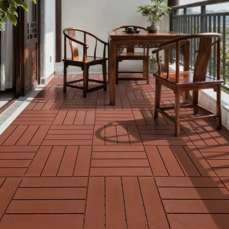 Anti-slip composite wood interlocking decking tiles, set of 11 Meilleur Choix