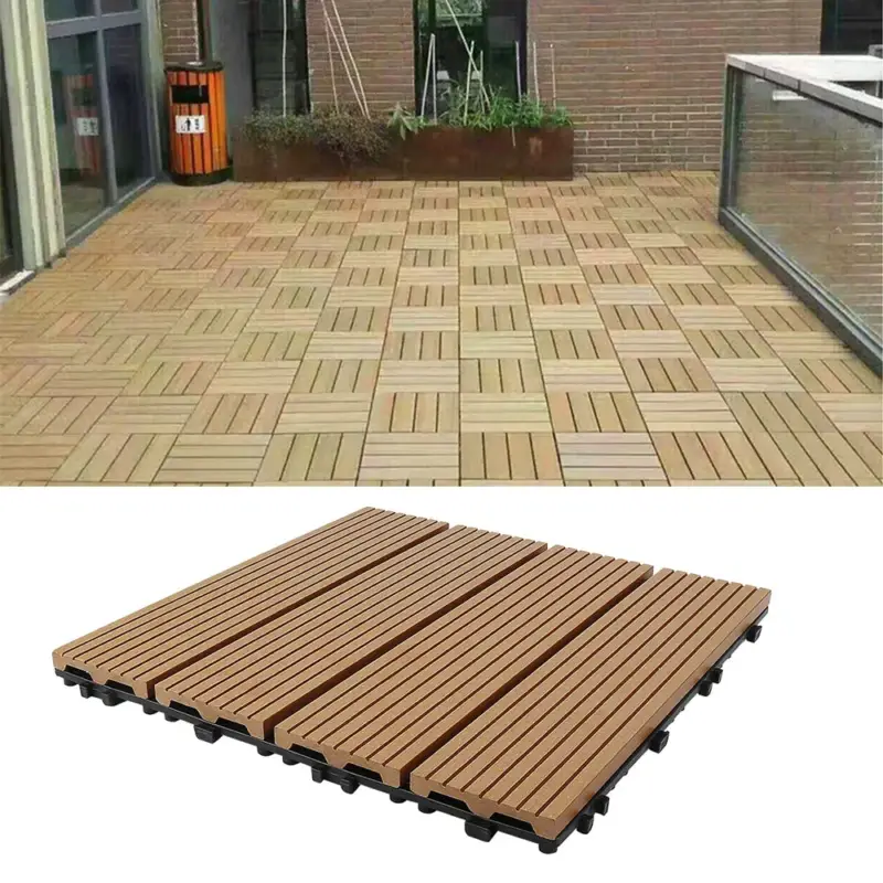 Set of 11 interlocking composite deck tiles for outdoor use Produit De Marque