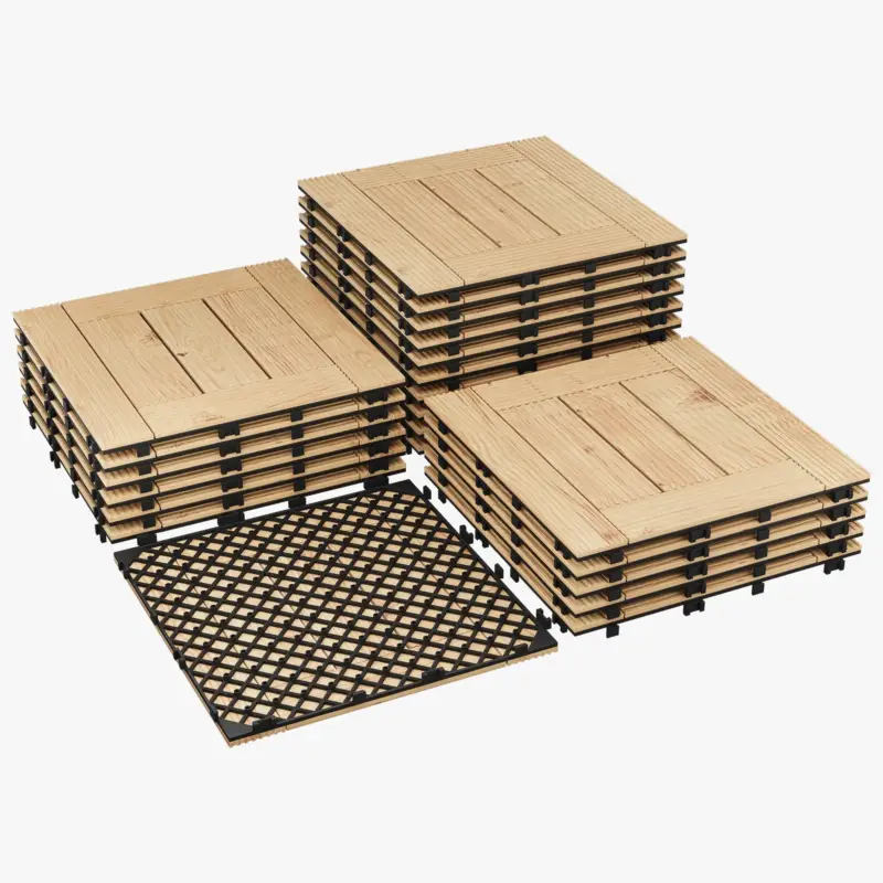 Nouvel Arrivage Acacia wood 12x12 inch non-slip interlocking deck tiles