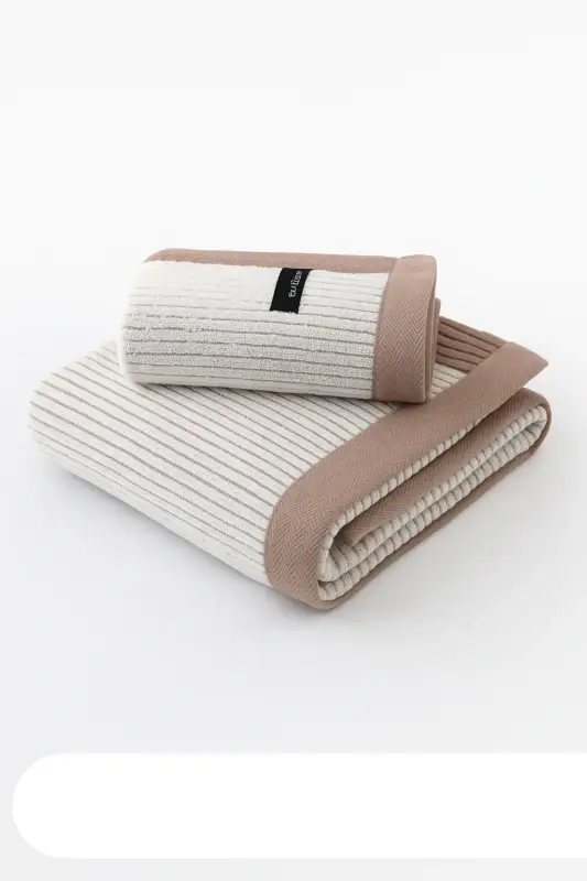 Retour Gratuit Striped cotton towel set of 2